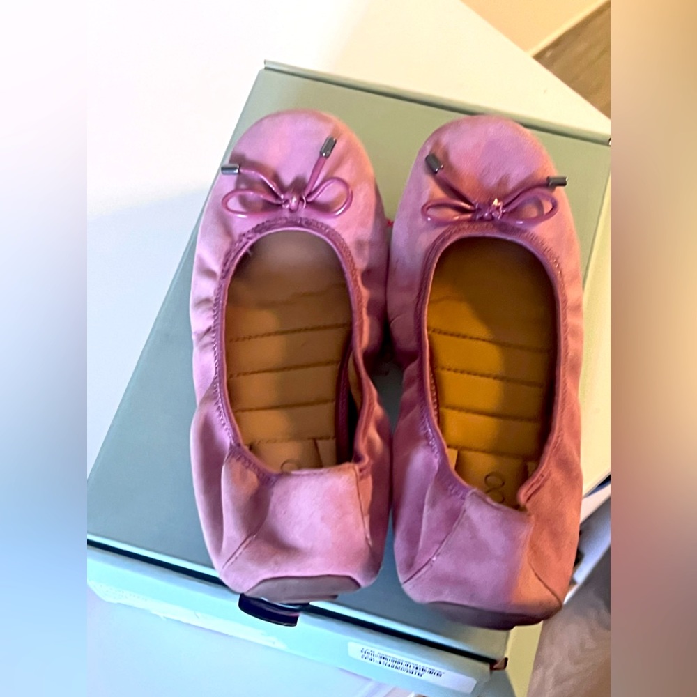 || ME TOO || PINK SUEDE BALLET FLAT || BOW ||